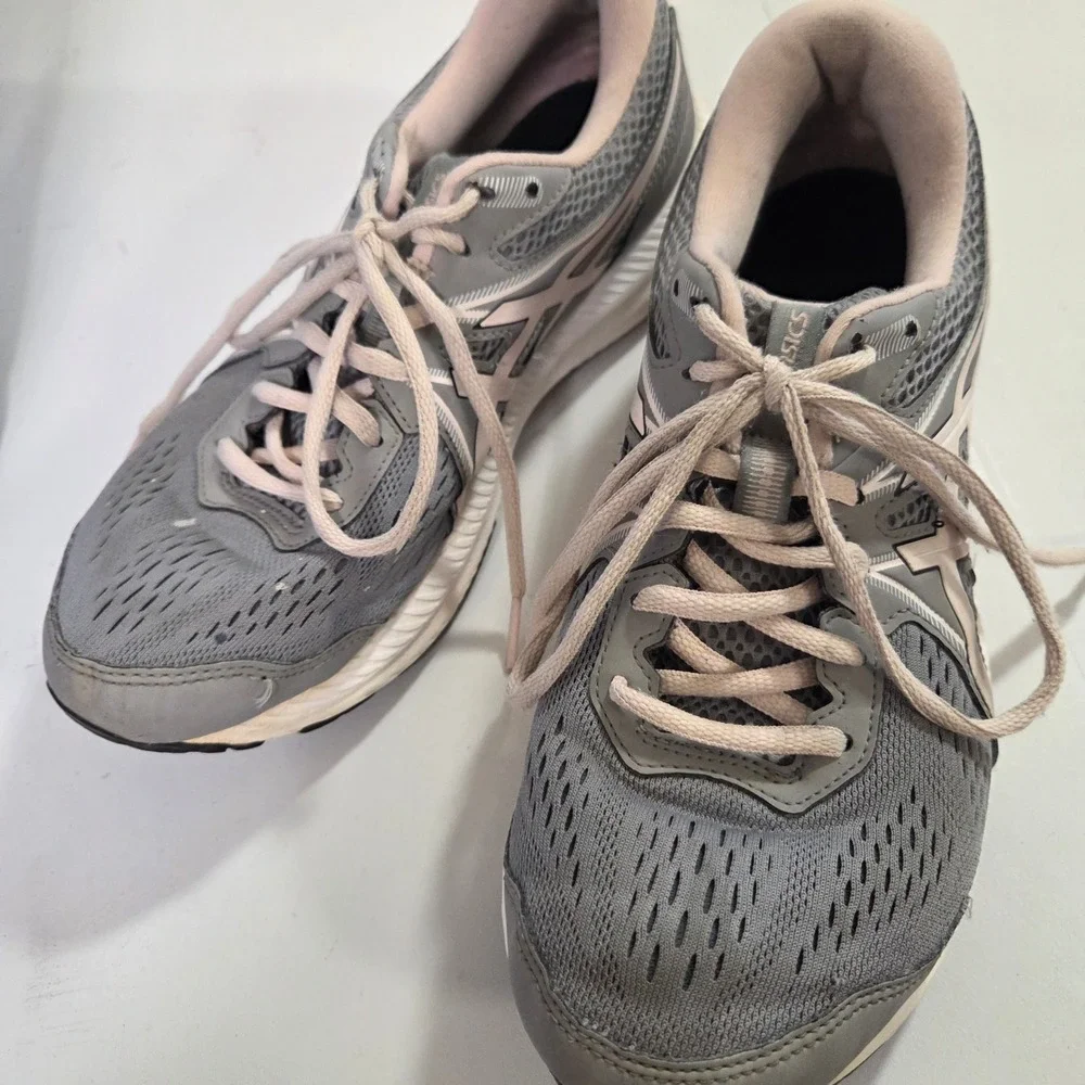 Asics Gel Contend‎ 7 Women's Running Shoes Gray Pink Lace Up Athletic Size 8.5